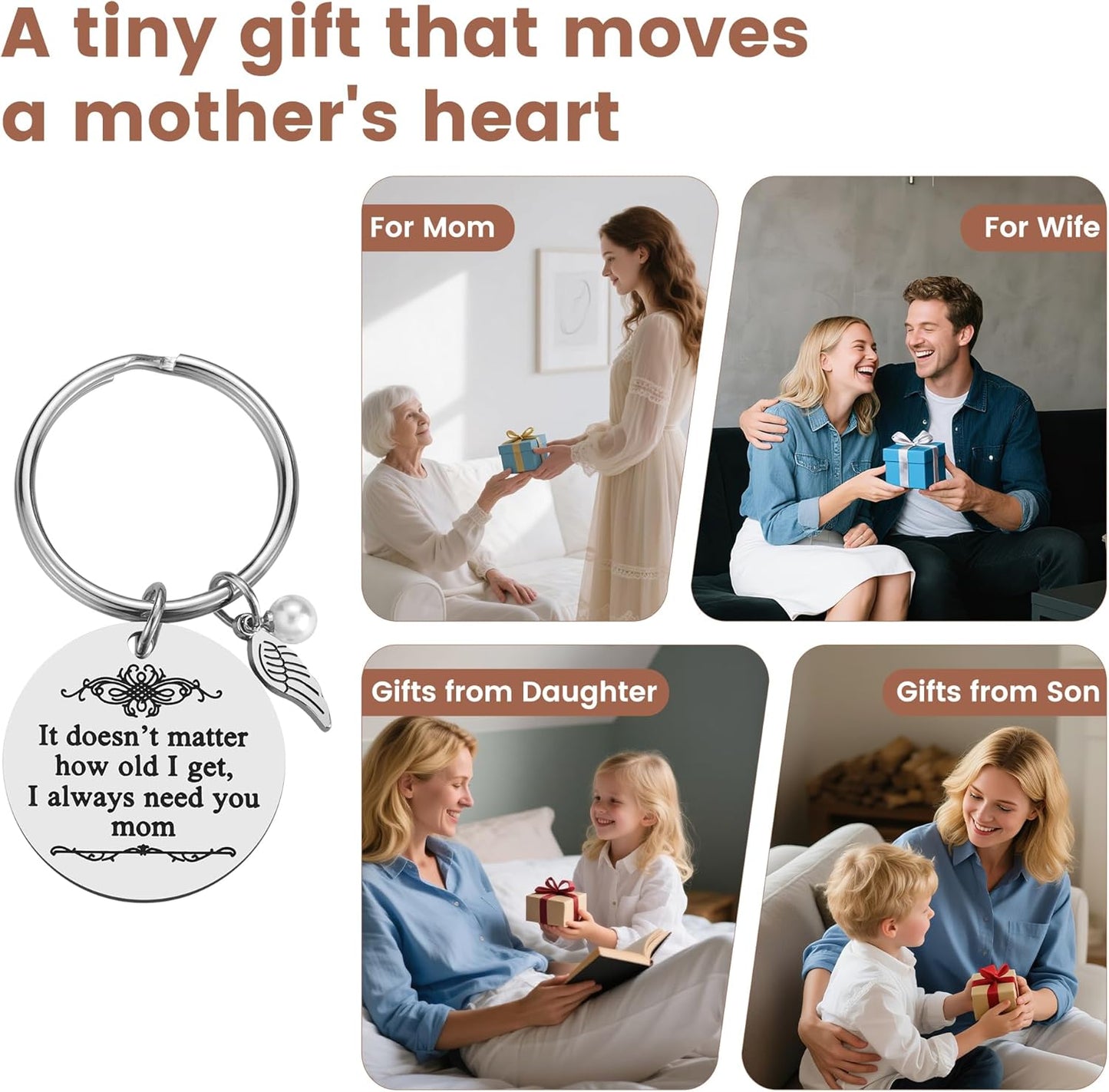 Mother's Day Gifts from Daughter Son for Mom Birthday Valentine's Day Christmas Gifts Mom Keychain Mother Keyring