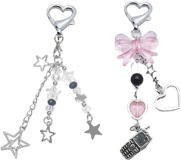 Keychain Aesthetic Y2K Keychain Accessories Heart Butterfly Strawberry Bear Key Chain for Keys Bags Women Gifts