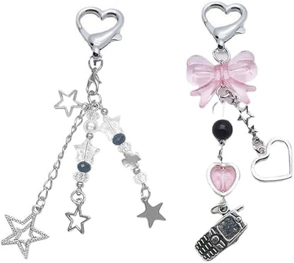 Keychain Aesthetic Y2K Keychain Accessories Heart Butterfly Strawberry Bear Key Chain for Keys Bags Women Gifts