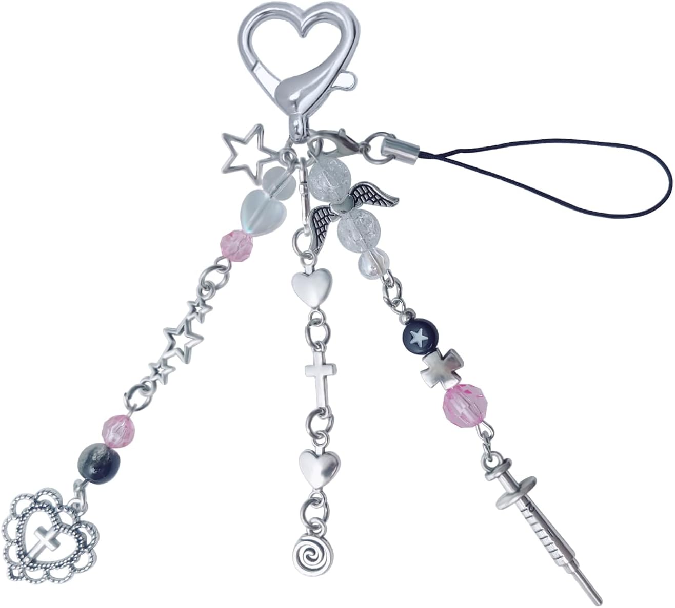 Keychain Aesthetic Y2K Keychain Accessories Heart Butterfly Strawberry Bear Key Chain for Keys Bags Women Gifts
