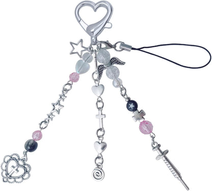 Keychain Aesthetic Y2K Keychain Accessories Heart Butterfly Strawberry Bear Key Chain for Keys Bags Women Gifts
