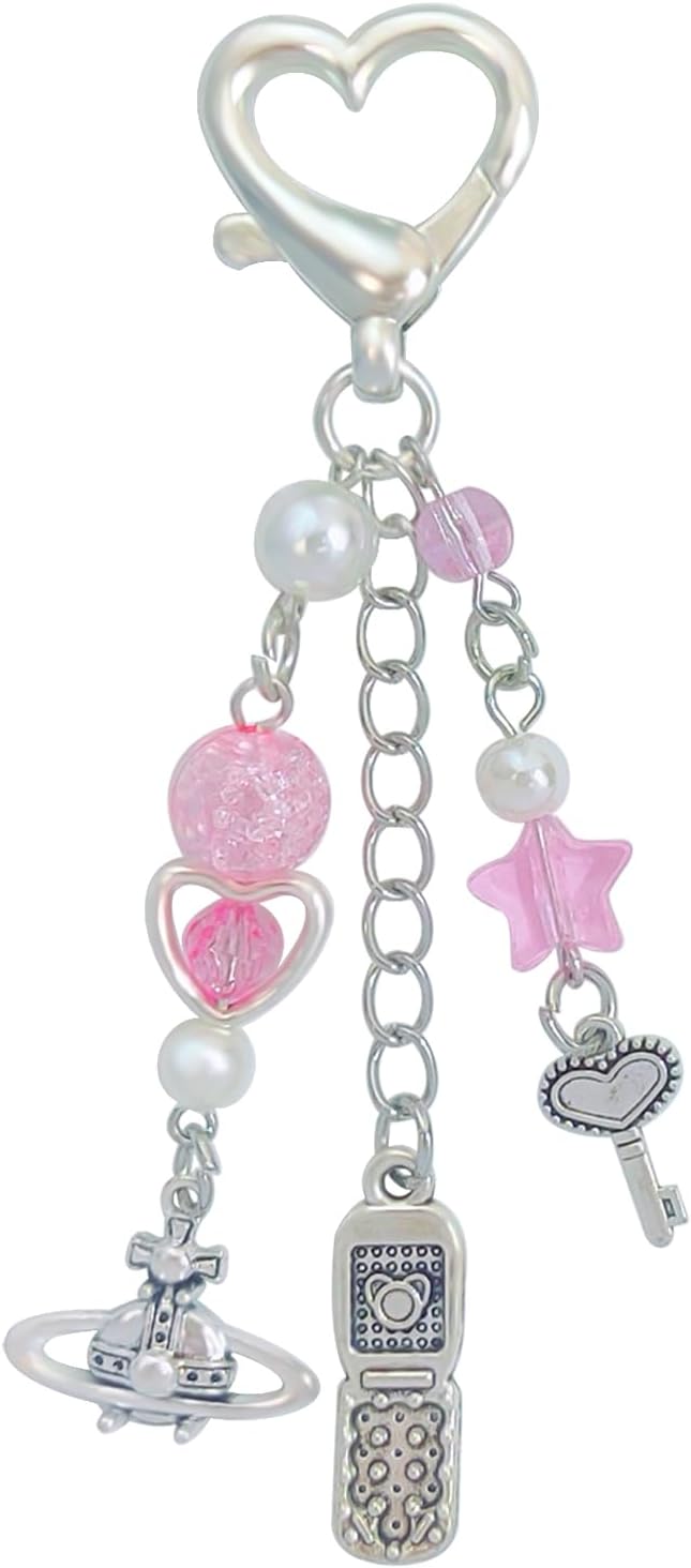 Keychain Aesthetic Y2K Keychain Accessories Heart Butterfly Strawberry Bear Key Chain for Keys Bags Women Gifts