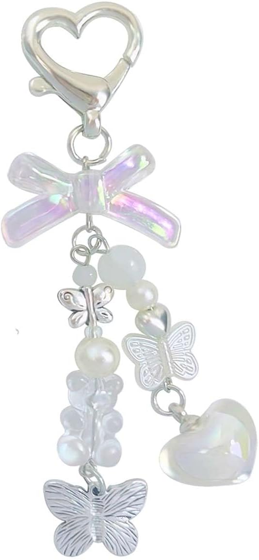 Keychain Aesthetic Y2K Keychain Accessories Heart Butterfly Strawberry Bear Key Chain for Keys Bags Women Gifts