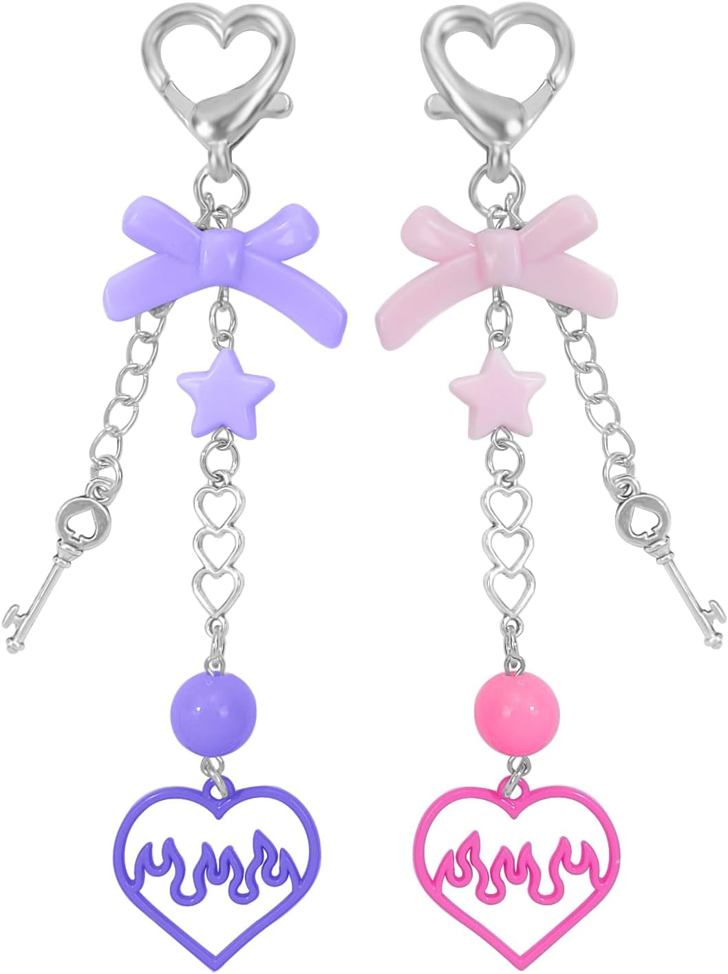 Keychain Aesthetic Y2K Keychain Accessories Heart Butterfly Strawberry Bear Key Chain for Keys Bags Women Gifts