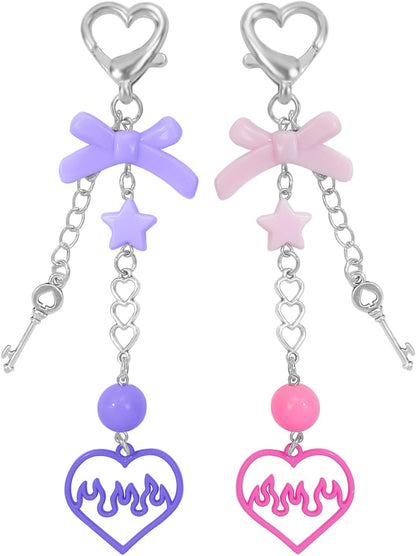 Keychain Aesthetic Y2K Keychain Accessories Heart Butterfly Strawberry Bear Key Chain for Keys Bags Women Gifts