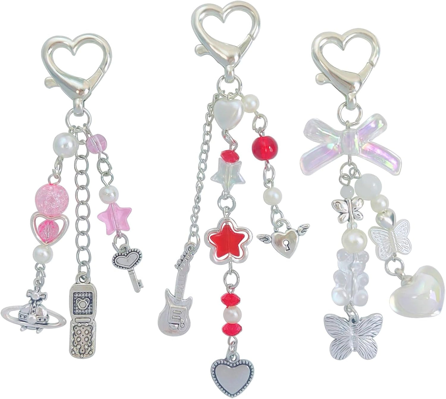 Keychain Aesthetic Y2K Keychain Accessories Heart Butterfly Strawberry Bear Key Chain for Keys Bags Women Gifts