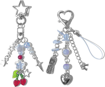 Keychain Aesthetic Y2K Keychain Accessories Heart Butterfly Strawberry Bear Key Chain for Keys Bags Women Gifts