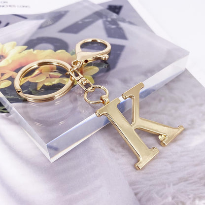 Gold Letter A-Z Keychain for Women Bag Charms Purse Charms For Handbags Metal Alphabet Initial Letter Keychain