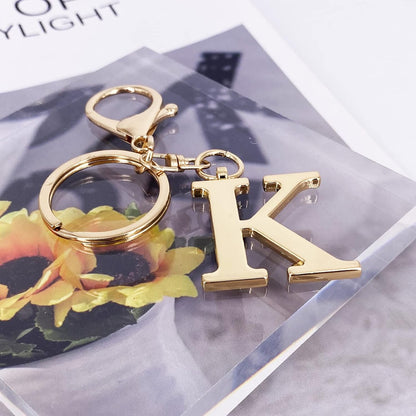 Gold Letter A-Z Keychain for Women Bag Charms Purse Charms For Handbags Metal Alphabet Initial Letter Keychain