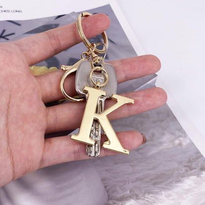 Gold Letter A-Z Keychain for Women Bag Charms Purse Charms For Handbags Metal Alphabet Initial Letter Keychain