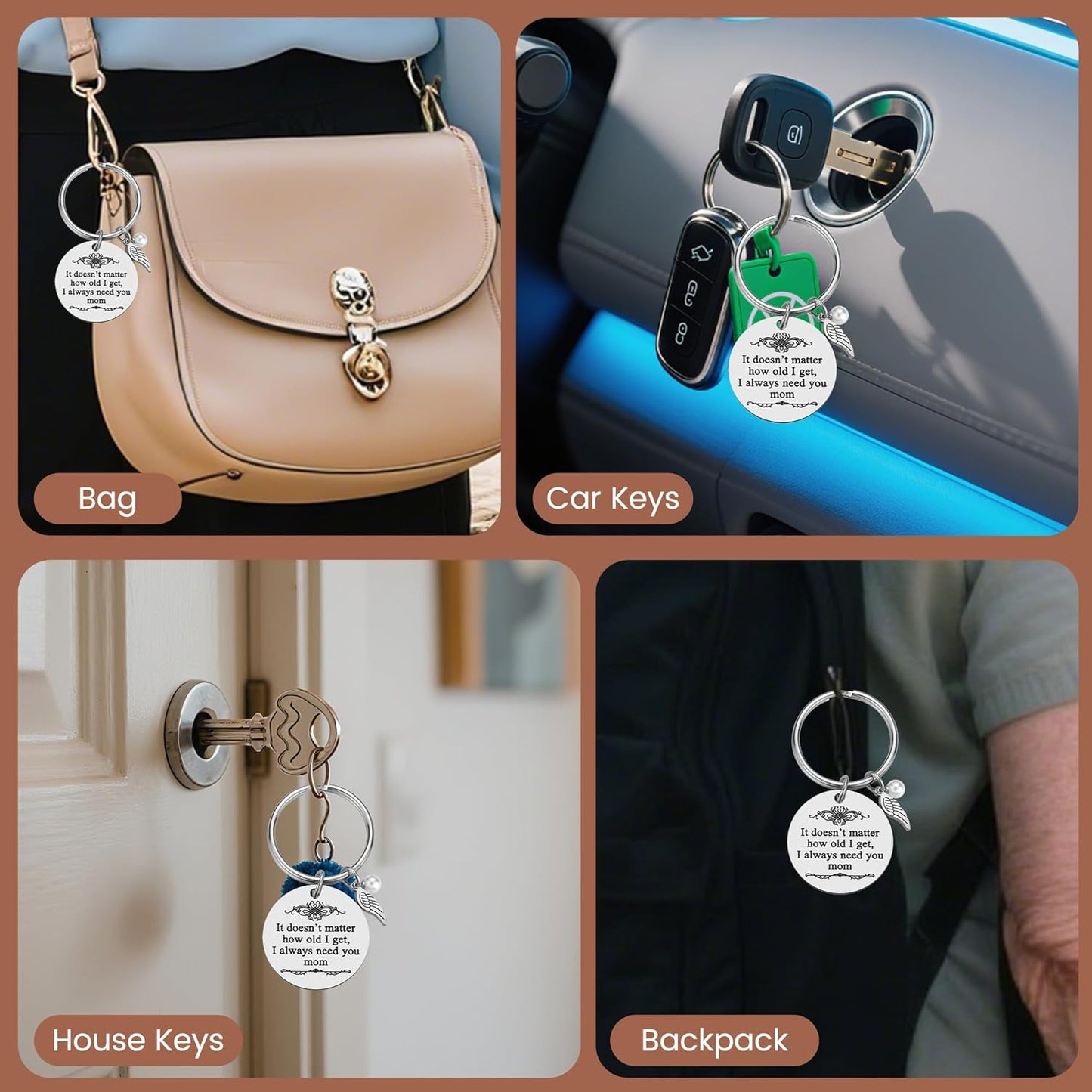 Mother's Day Gifts from Daughter Son for Mom Birthday Valentine's Day Christmas Gifts Mom Keychain Mother Keyring
