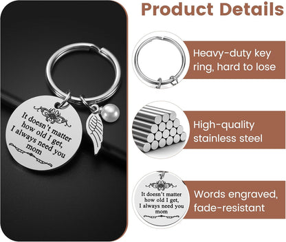 Mother's Day Gifts from Daughter Son for Mom Birthday Valentine's Day Christmas Gifts Mom Keychain Mother Keyring