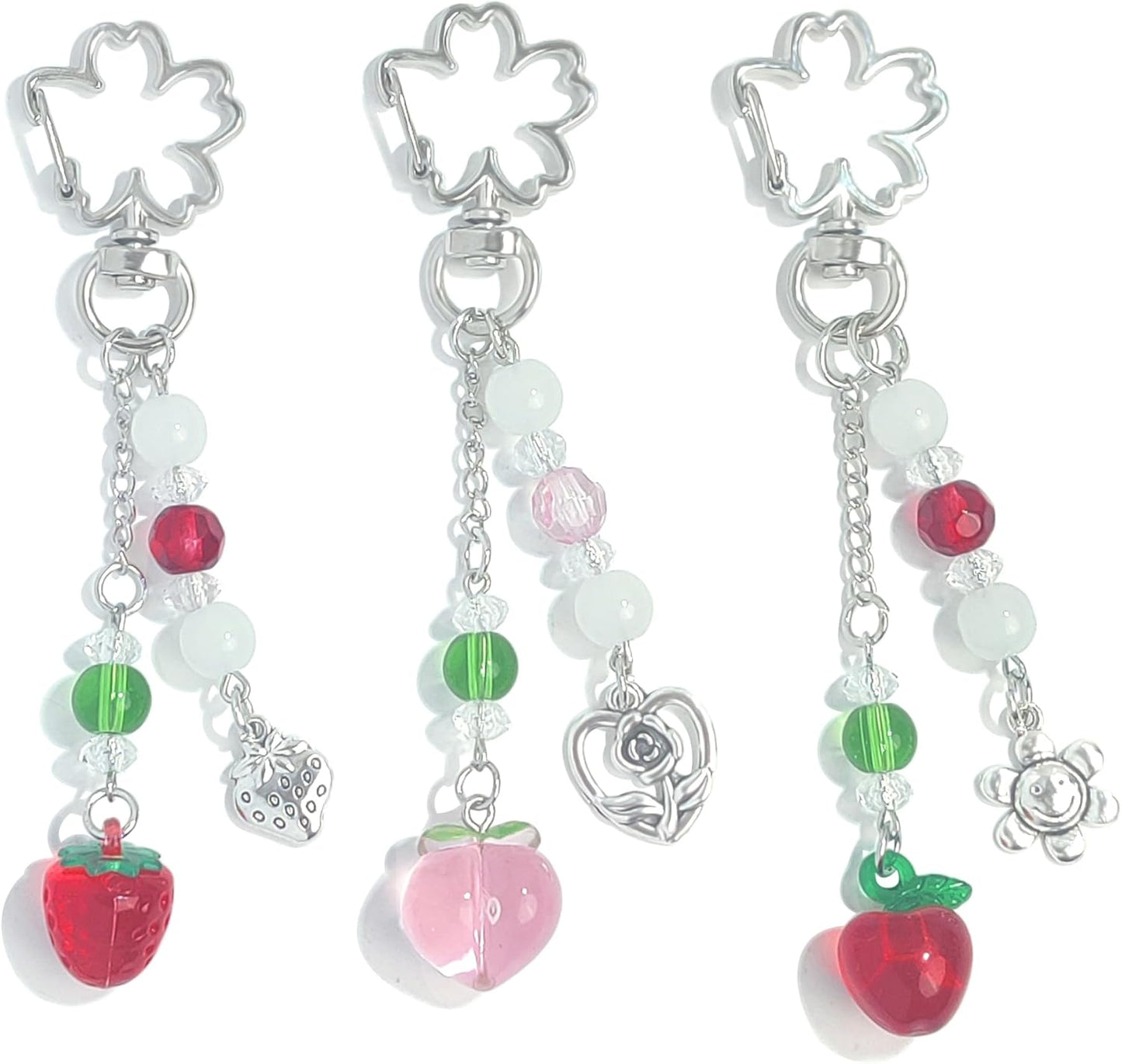 Keychain Aesthetic Y2K Keychain Accessories Heart Butterfly Strawberry Bear Key Chain for Keys Bags Women Gifts