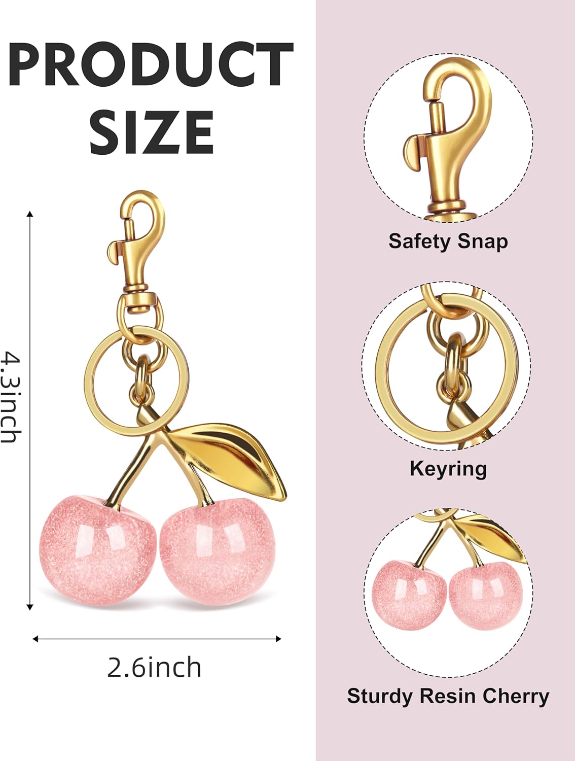 Cherry Bag Charm Cute Cherry Accessories Sparkling Purse Charms for Women